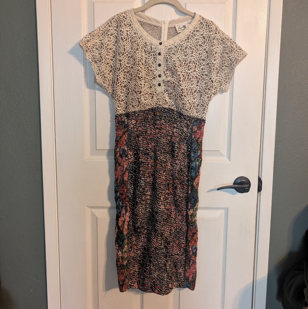 Byron lars Anthropologie Laser Cut Floral Lace Sheath Dress Shift 4